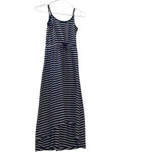 GapKids Stripe Maxi Dress Girls Size M Navy/White 100% Cotton